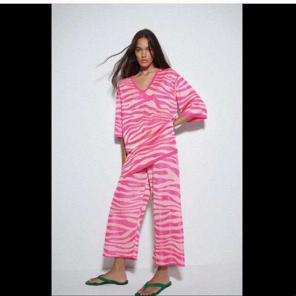Zara | Pants u0026 Jumpsuits | Nwot Zara Pink Zebra Pants Size Small | Poshmark